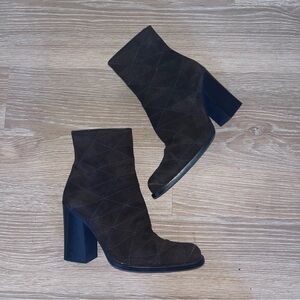 Miu Miu ankle zip up velvet brown heeled booties
